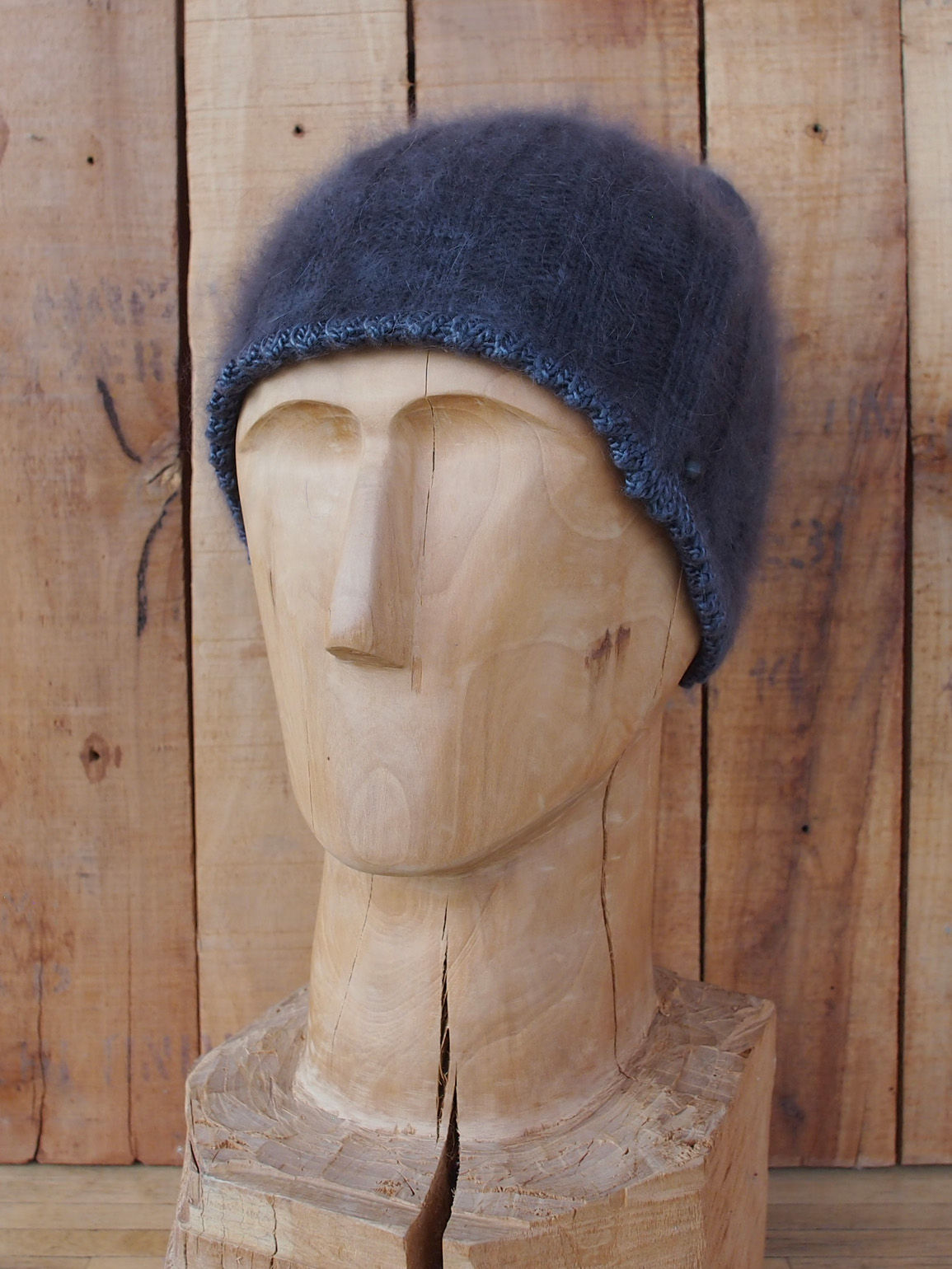 Angoramütze dunkelgrau meliert