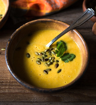 Sopa de calabaza y Guarnición