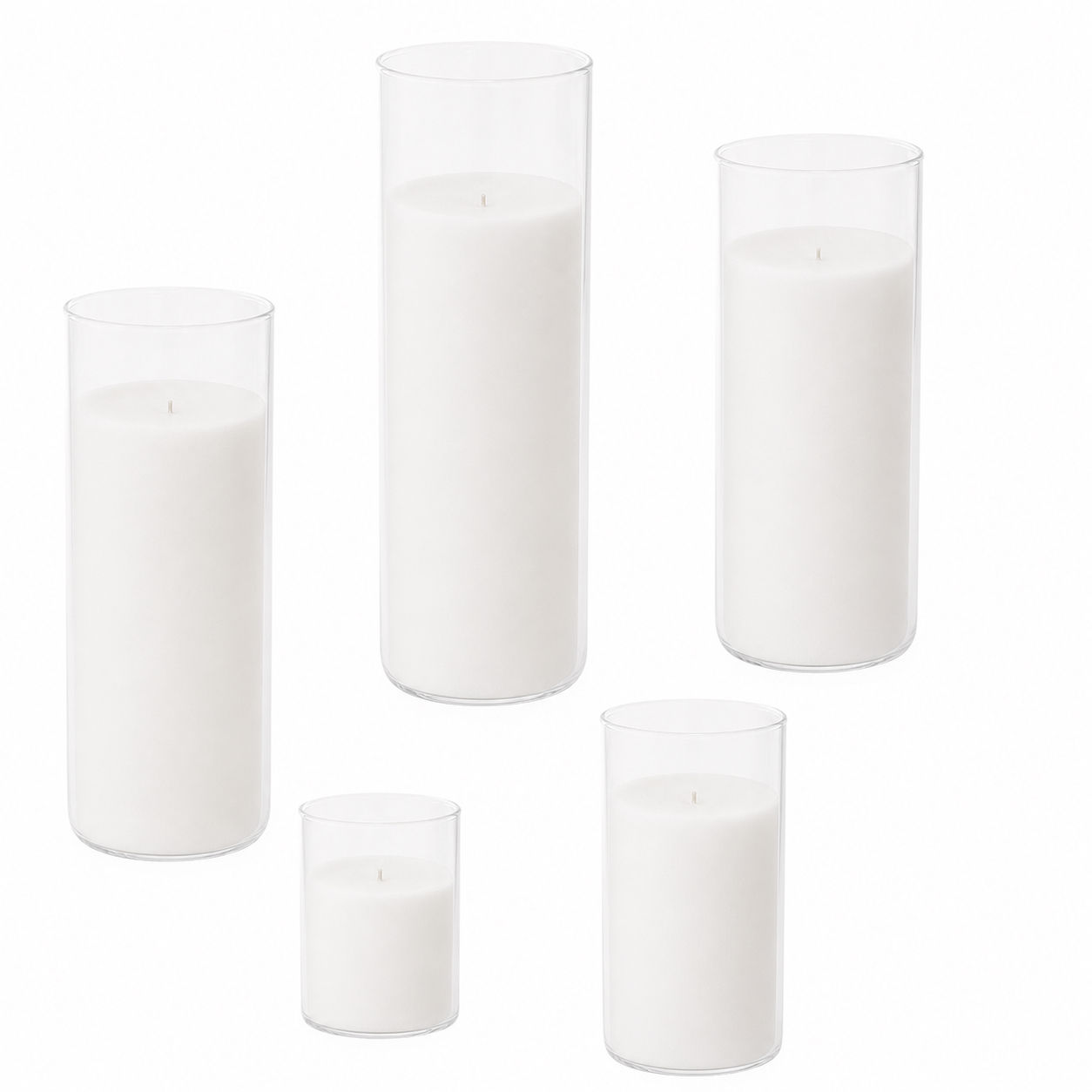 Sand Wax Candles with Assorted Glass Cylinders set of 10