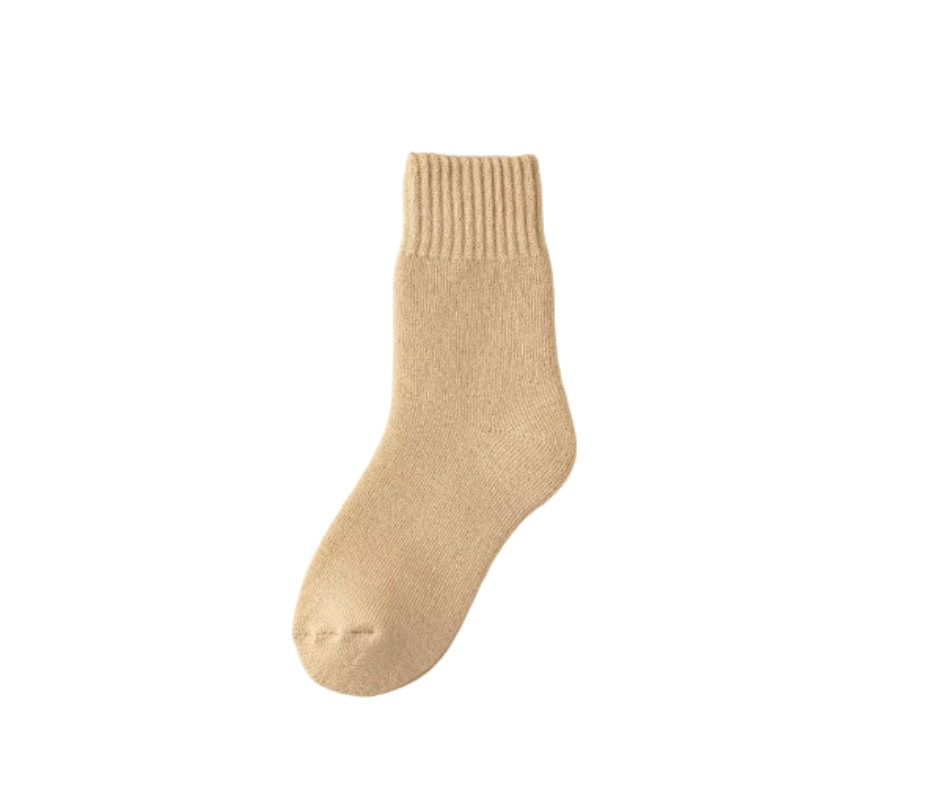 Flauschige Socken Merinowolle beige