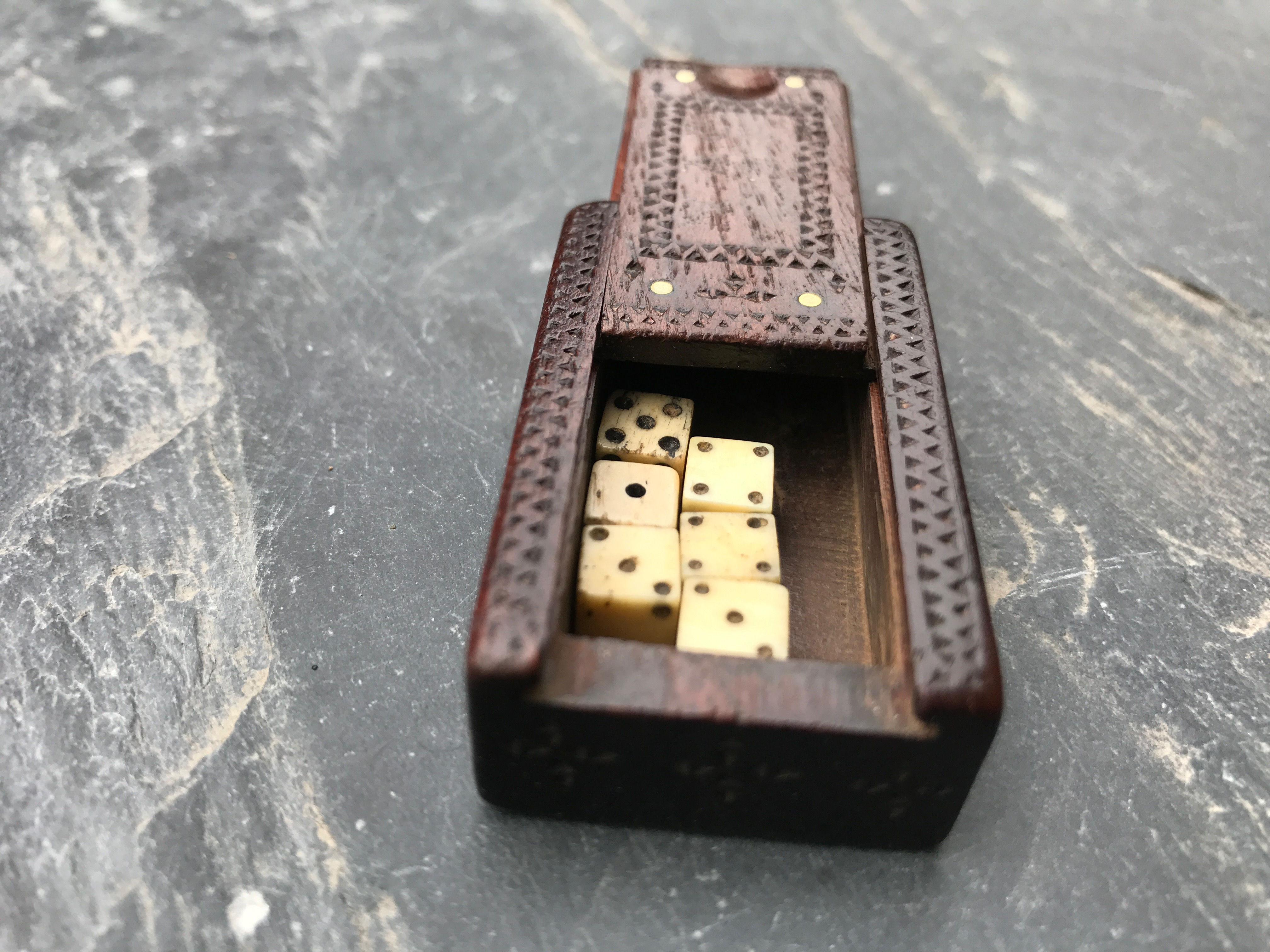 A Small Dated Dice or Pin Box