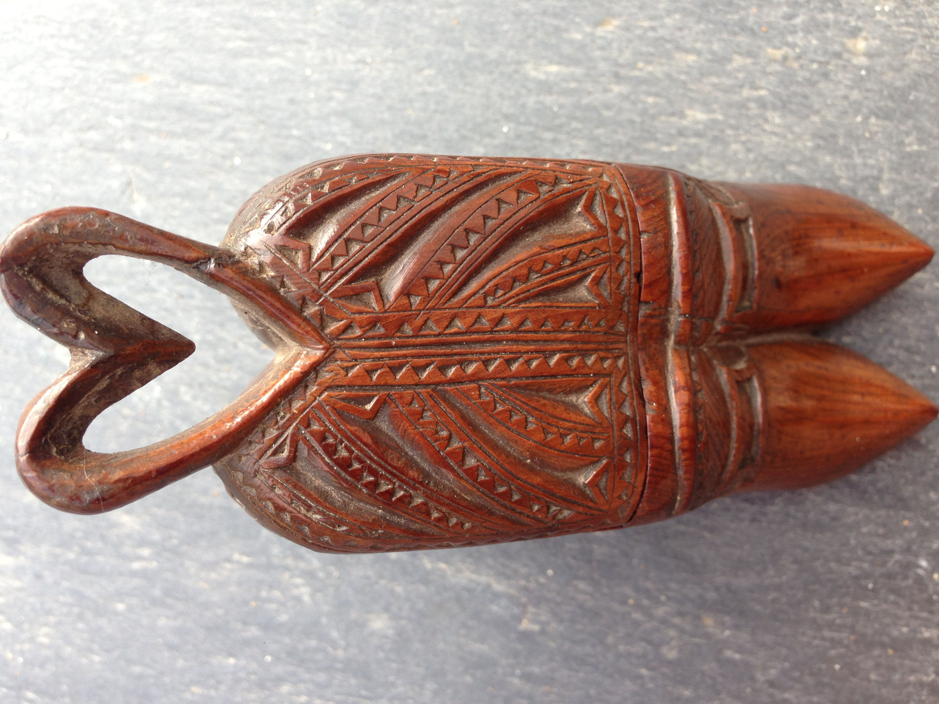 Antique Treen Double snuff shoe