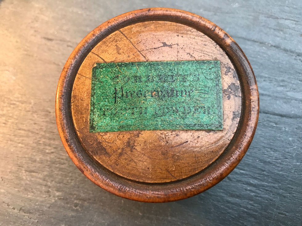 Thumbnail: Antique Treen Box - Original Tooth Powder Label