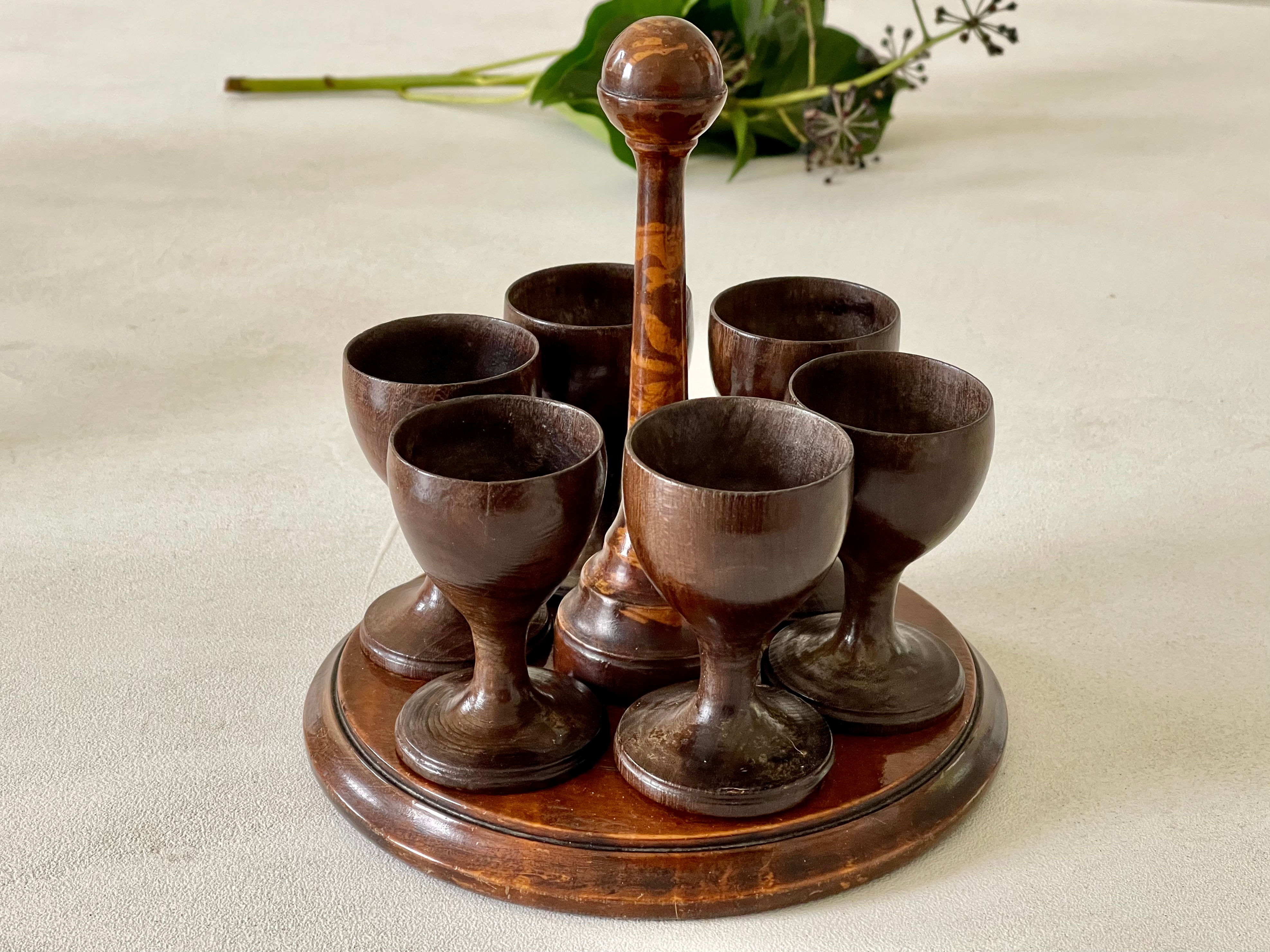 antique treen egg cups and stand for sale opus antiques uk