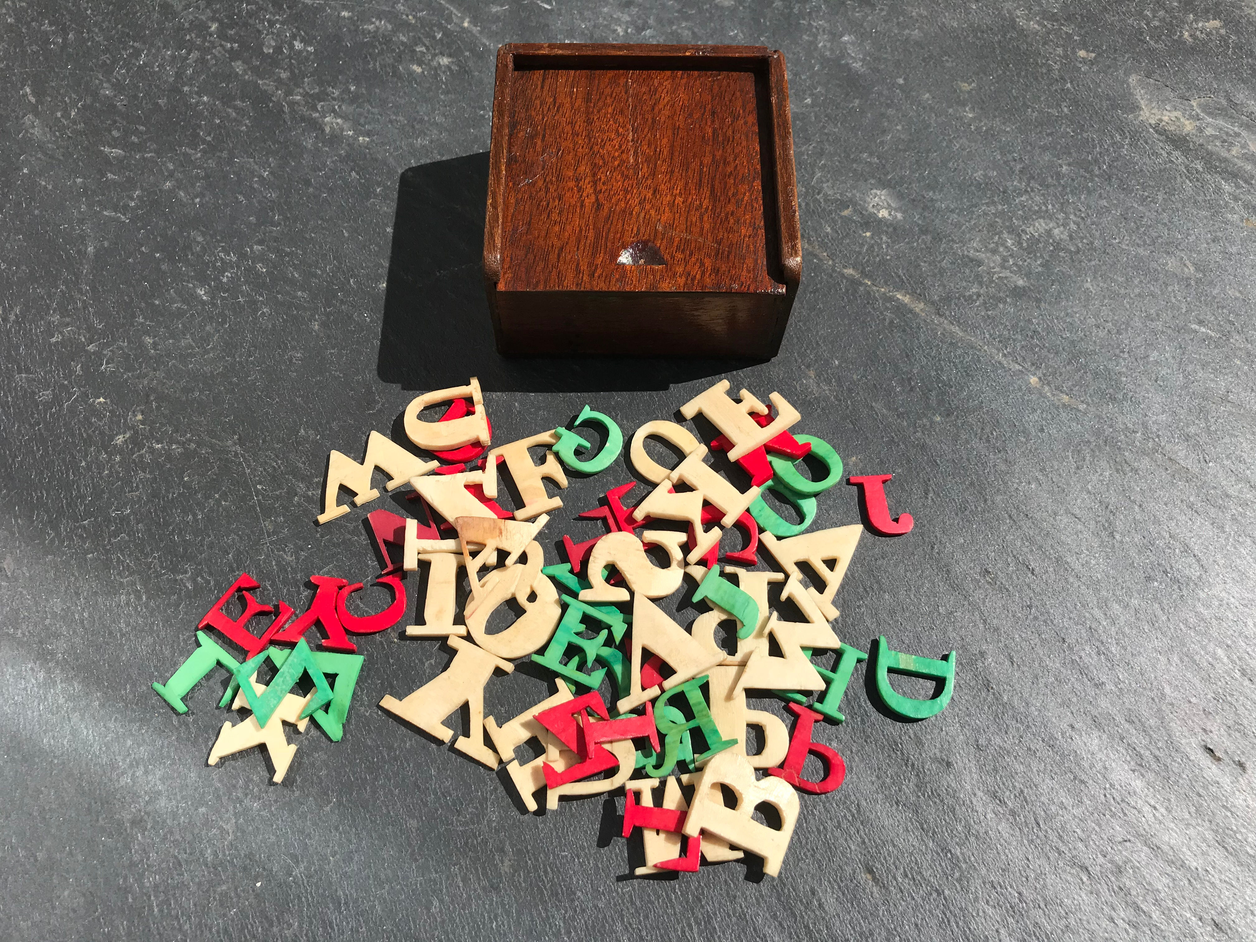 Antique Alphabet Box - Childs Teaching Toy