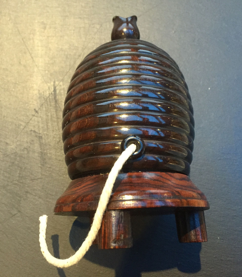 Thumbnail: An Antique  Lignum Vitae Bee Hive String Box