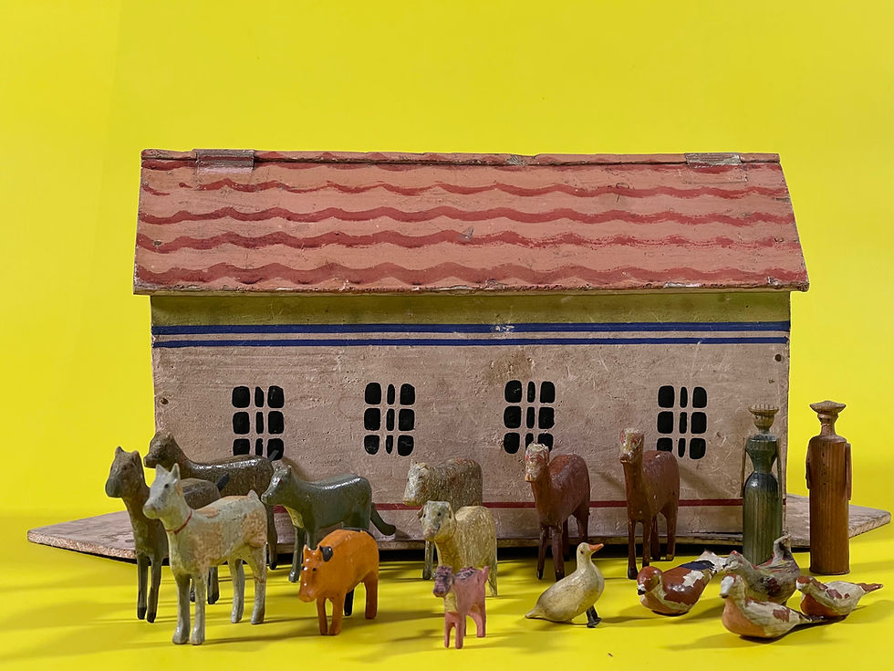 Antique Noahs Ark with Animals & Figures