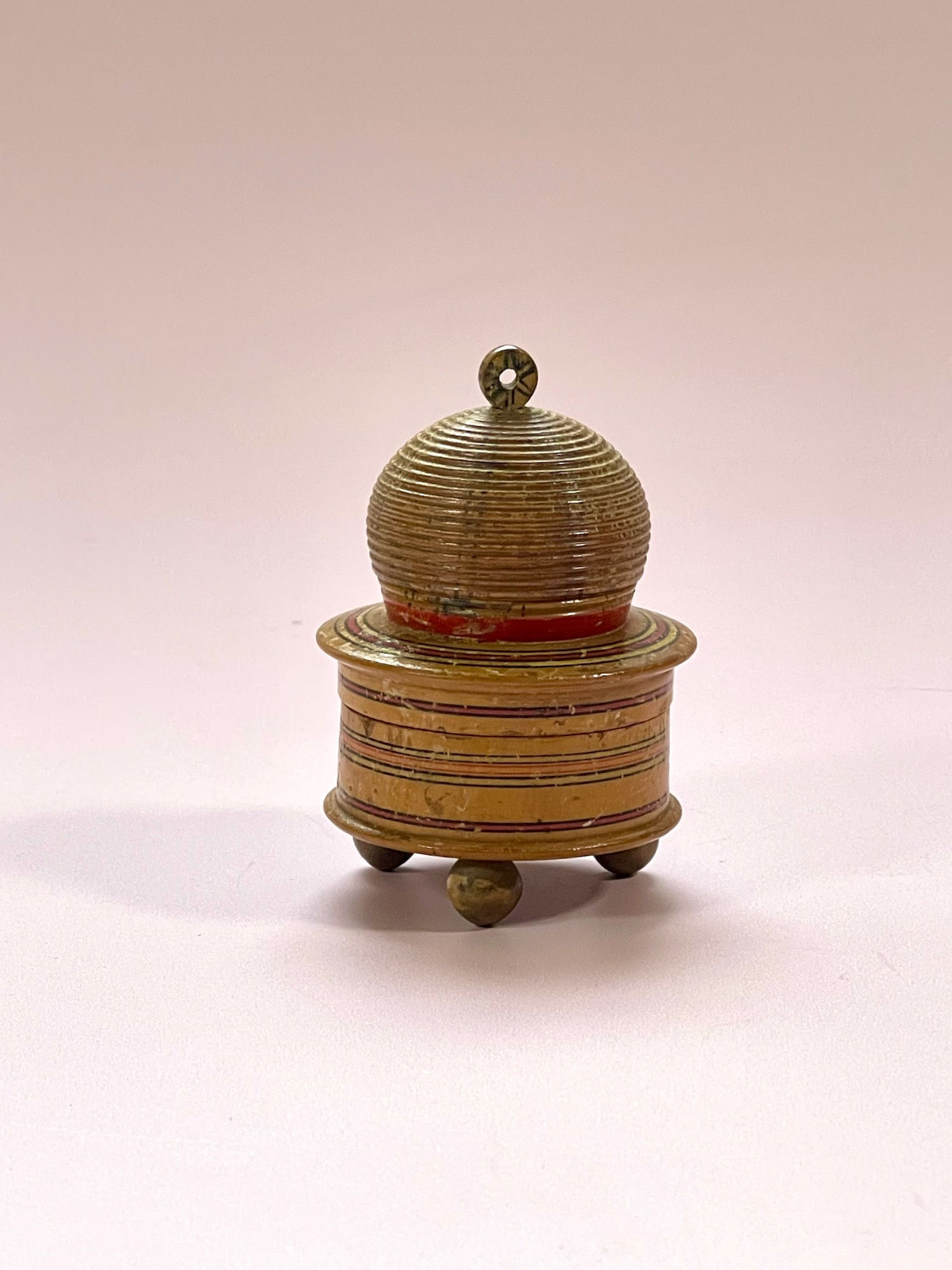 An Unusual Georgian Bee Hive Pin Poppet & Storage Box