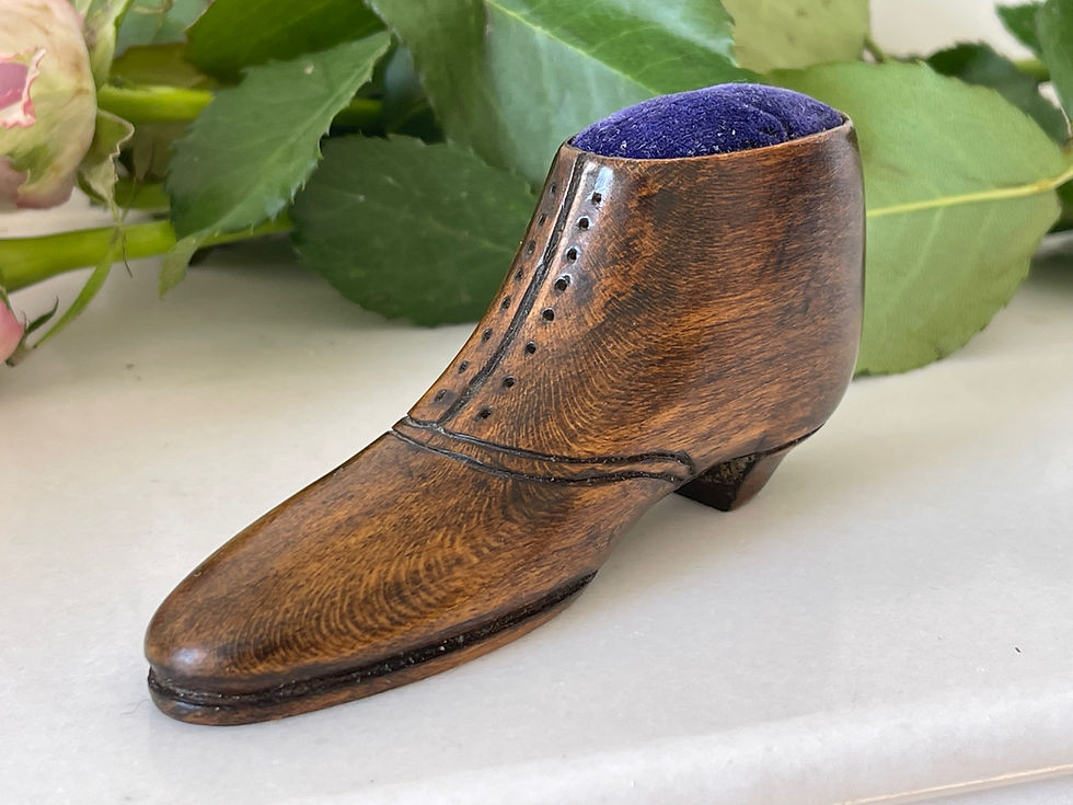 Thumbnail: antique treen pin cushion shoe for sale opus antiques uk