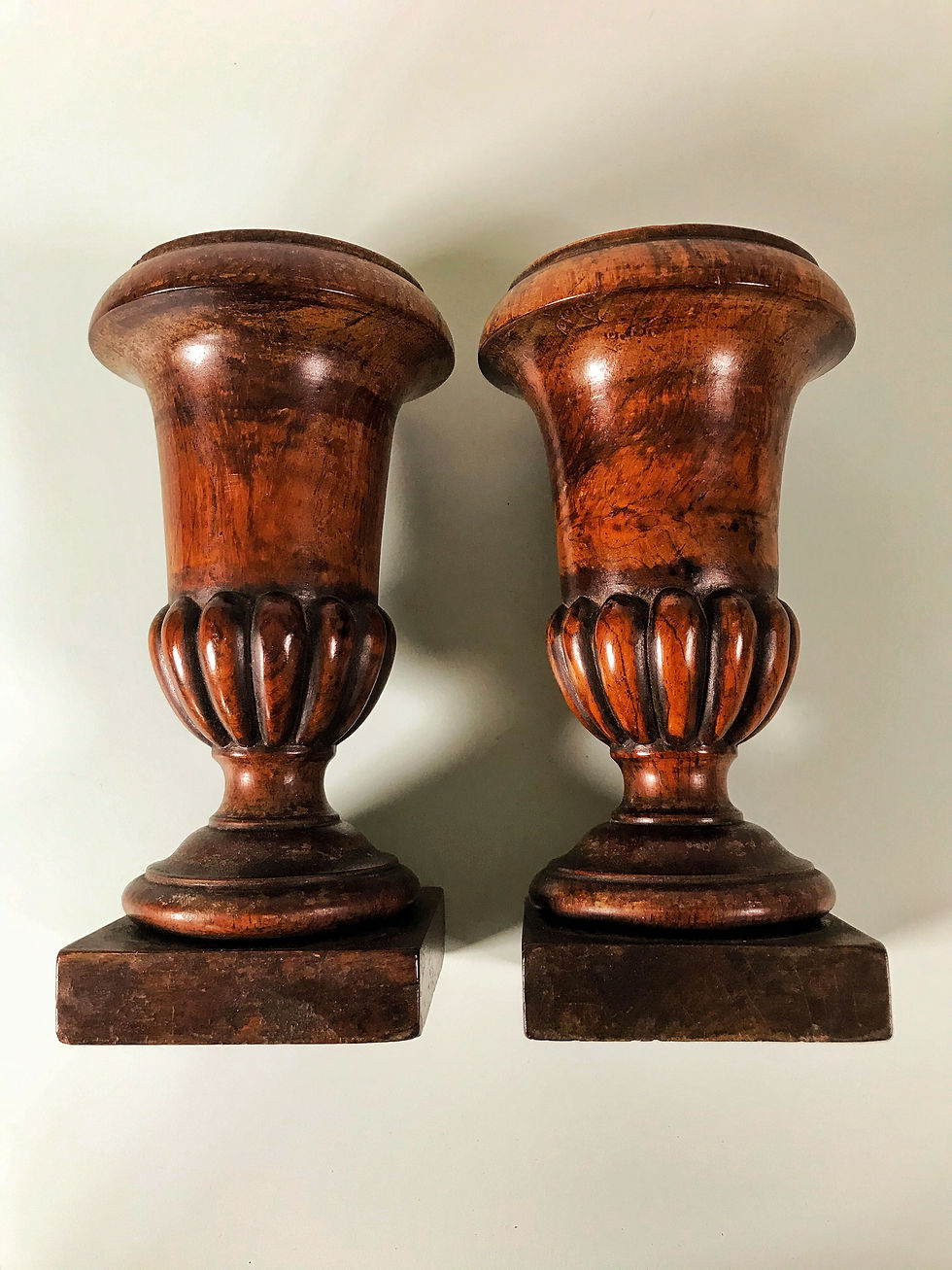 Thumbnail: Antique Treen Pair of Antique Urns - for the fireplace