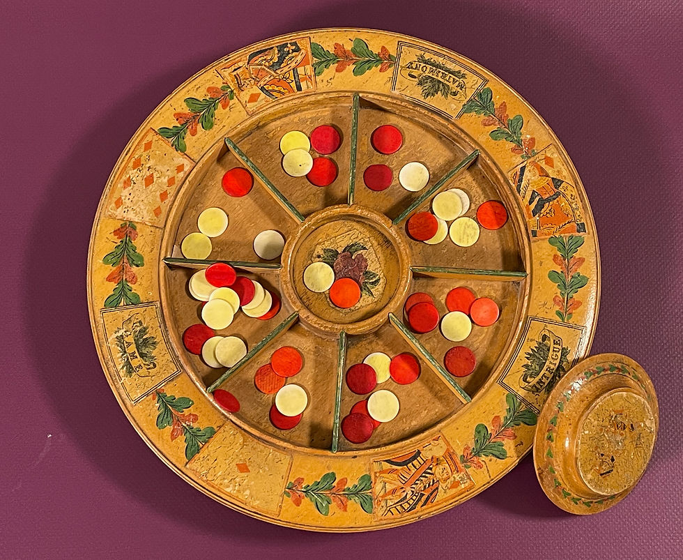 Antique Pope Joan Game & Bone Counters