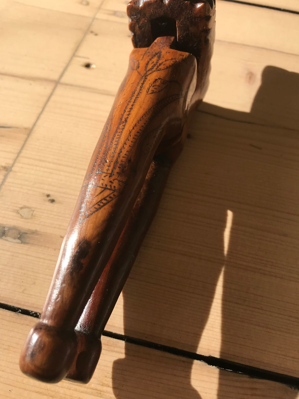 Thumbnail: An Antique Treen English Yew Wood Nutcracker -17th/ 18th Century