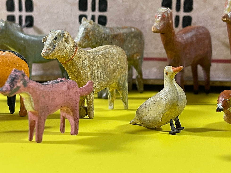 Thumbnail: Antique Noahs Ark with Animals & Figures