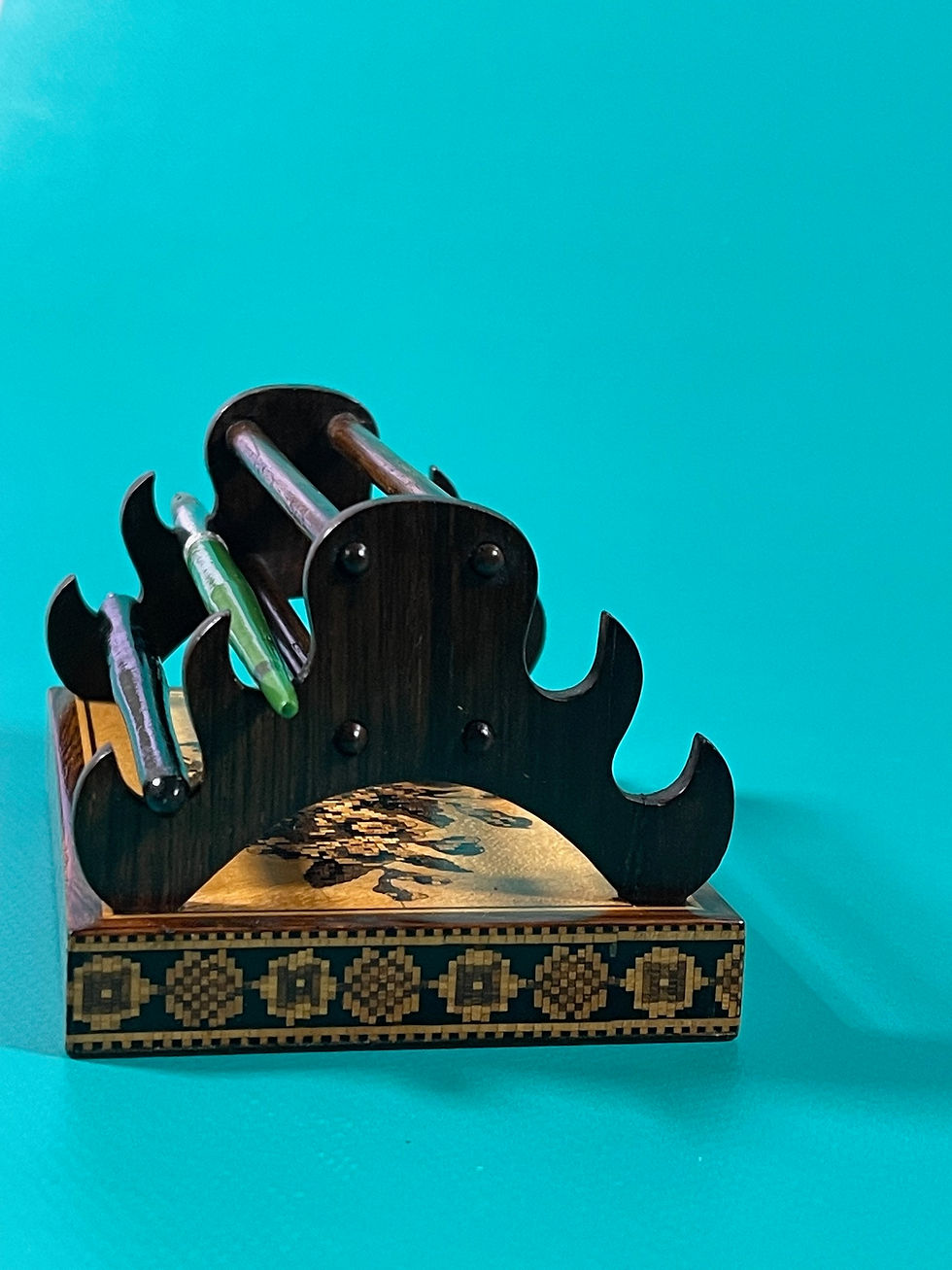 Thumbnail: Antique Tunbridge Ware Pen Rest & Paper Weight