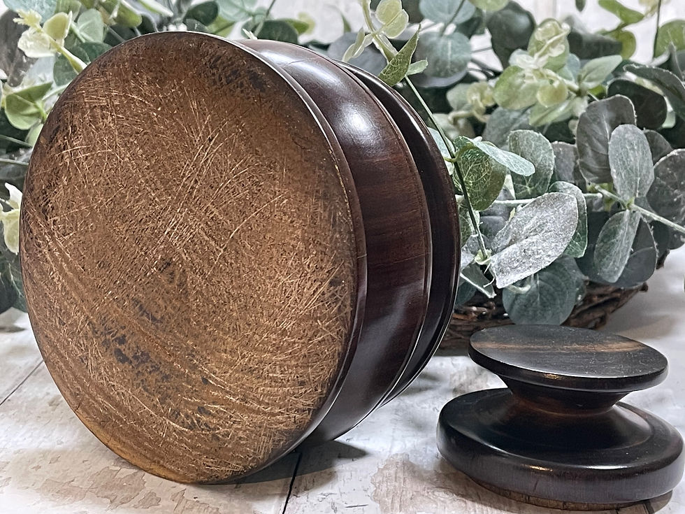 Thumbnail: antique treen lignum vitae lidded pot