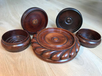 Antique Treen Wine Coasters or Sliders