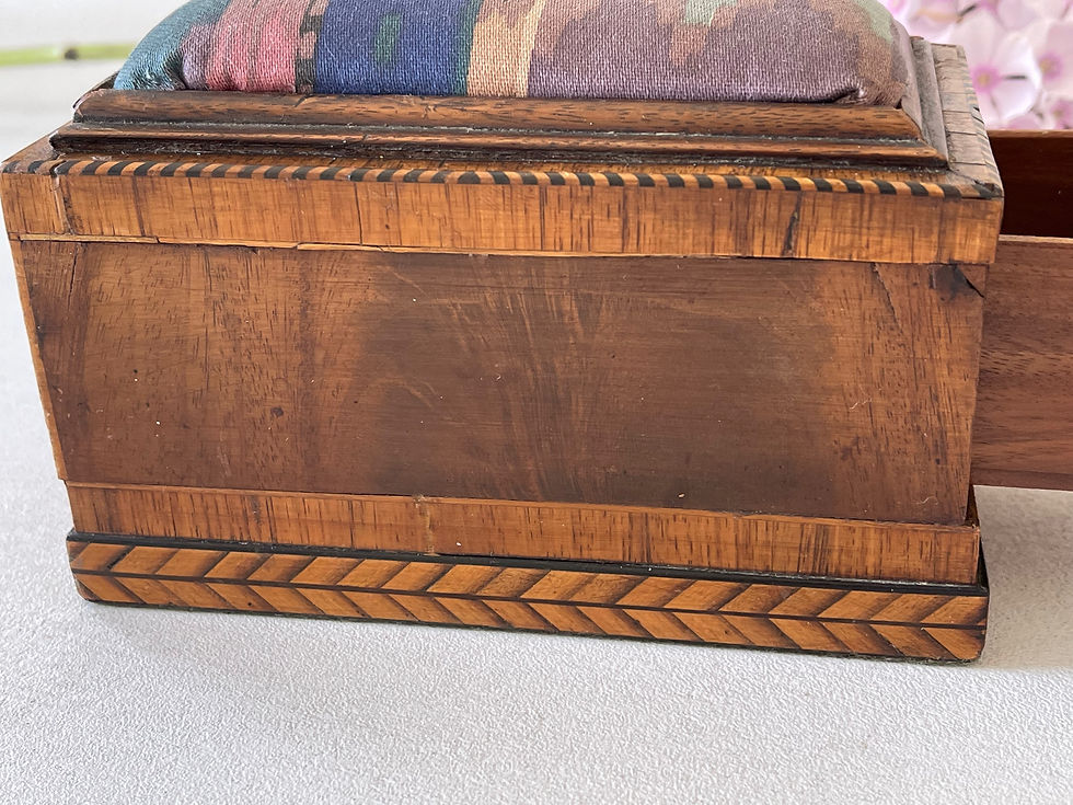 Thumbnail: Antique Mahogany Pin Cushion Box with a drawer