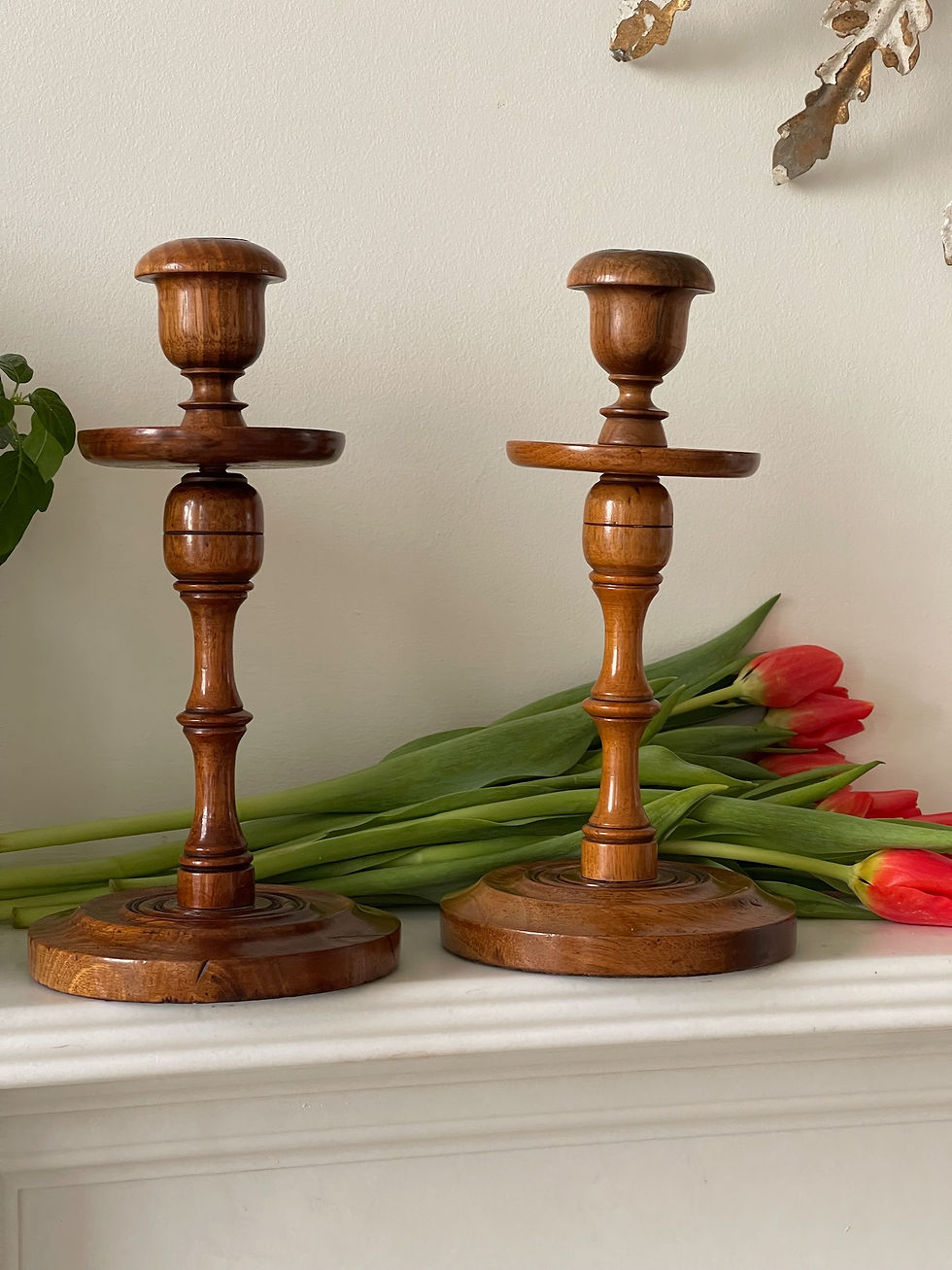 antique treen fruitwood candlesticks for sale opus antiques