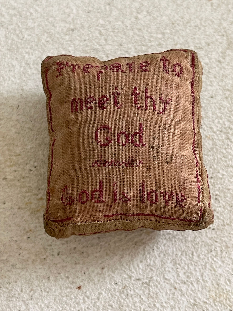 An Unusual Antique Motto Pincushion - a rare survivor