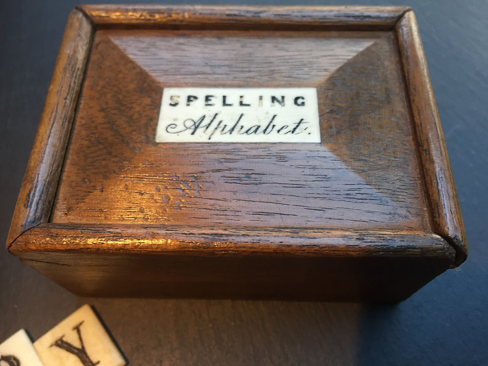 Thumbnail: Antique Spelling & Alphabet Box with Bone Letters