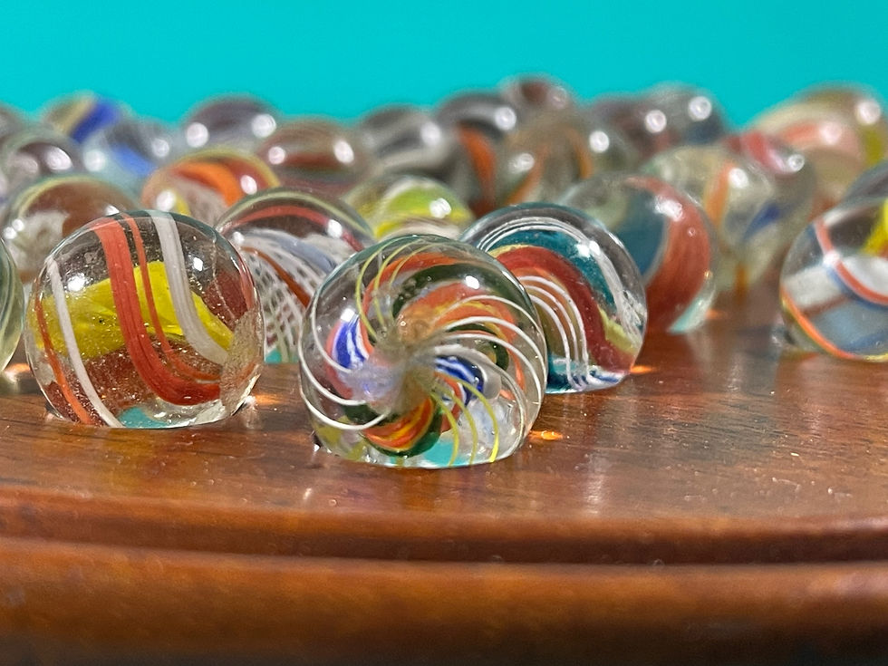Thumbnail: Antique Solitaire Game & Victorian Glass Marbles