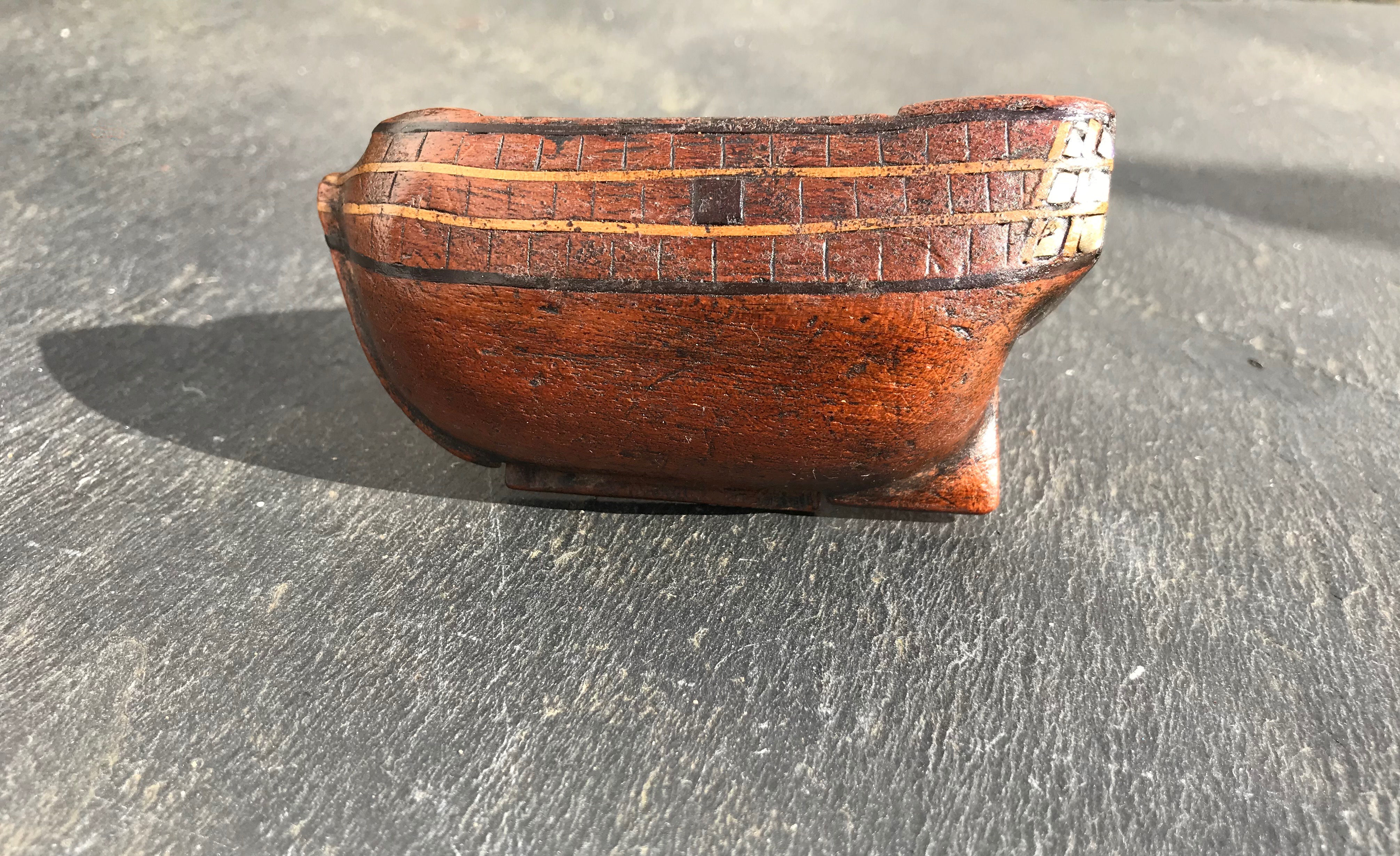 Antique Ships Half Hull Snuff Box