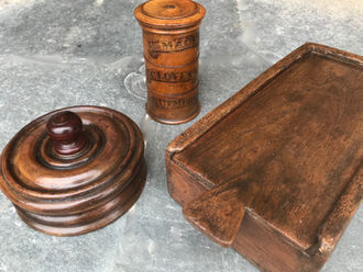 Three Antique Treen Spice Boxes