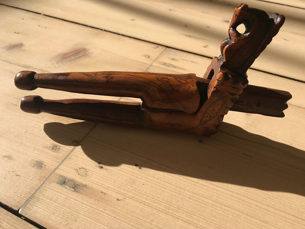 Thumbnail: An Antique Treen English Yew Wood Nutcracker -17th/ 18th Century