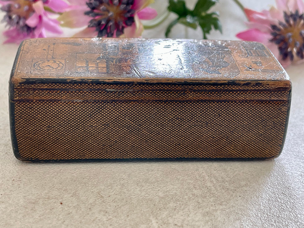 Thumbnail: antique treen snuff box pinwork for sale opus antiques
