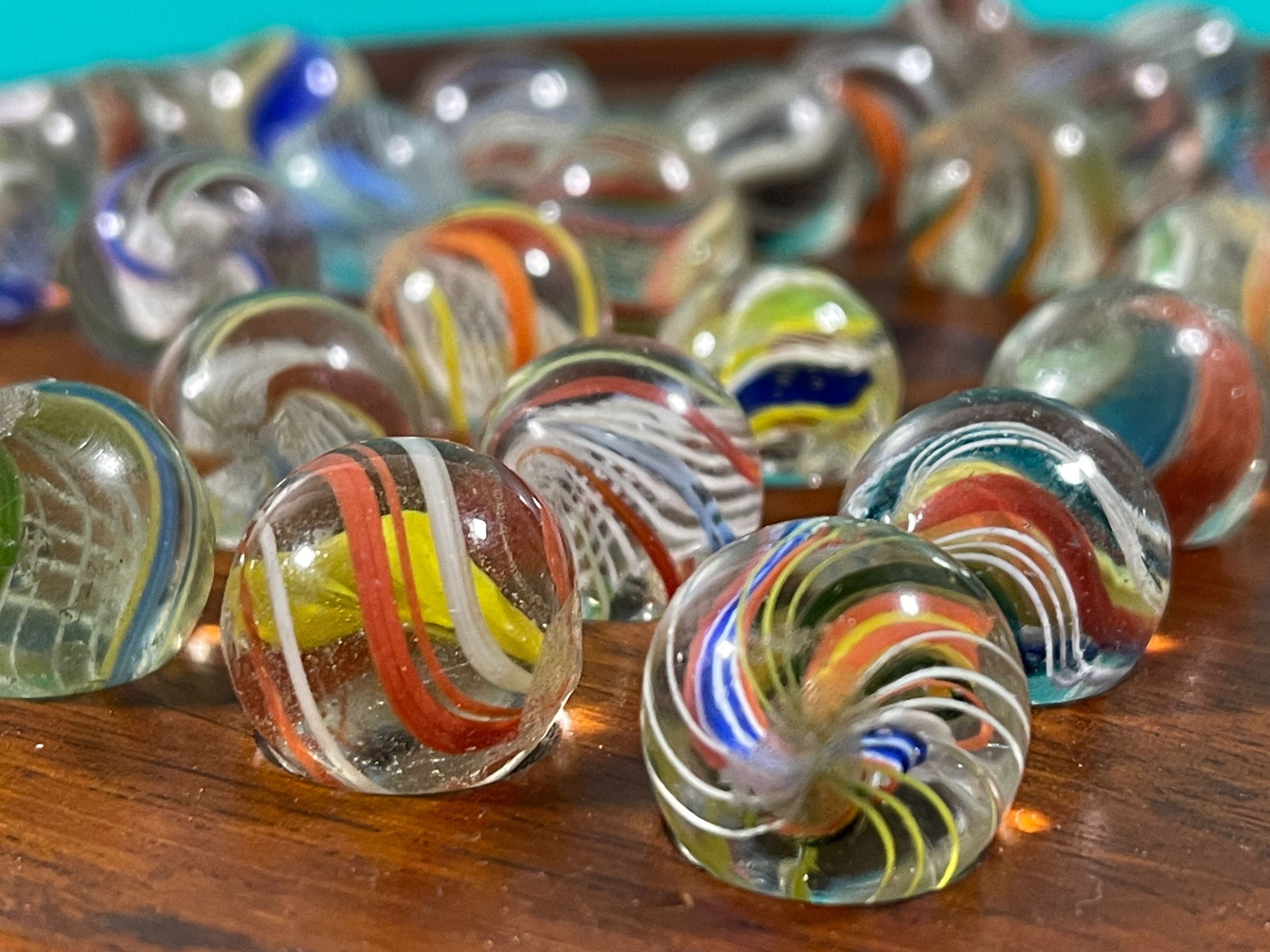 Antique Solitaire Game & Victorian Glass Marbles