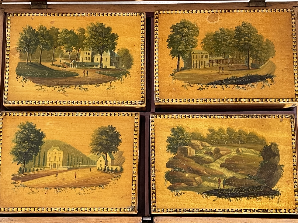 Thumbnail: Antique Satinwood Playing Card Box - four boxes inside