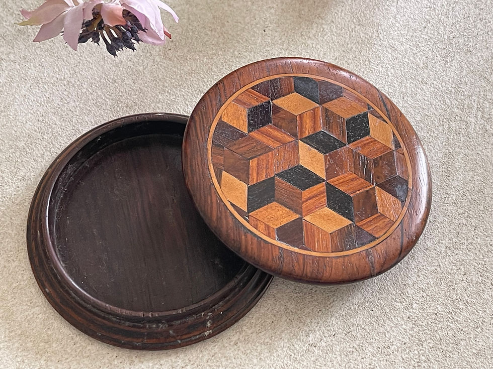 Thumbnail: An Antique Tunbridge Ware  Circular Snuff Box