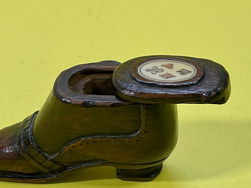 Thumbnail: antique treen snuff shoe box for sale opus antiques uk