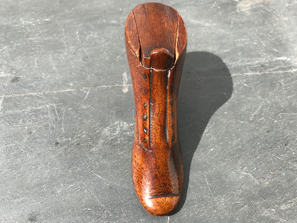 Thumbnail: Antique Fruitwood Snuff Shoe Box