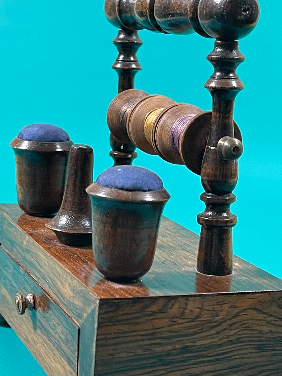 Thumbnail: antique treen rosewood sewing companion for sale opus antiques uk
