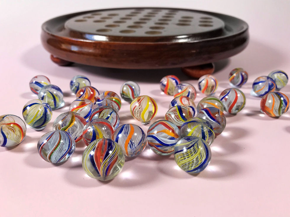 Thumbnail: Antique Solitaire Board & Victorian Marbles