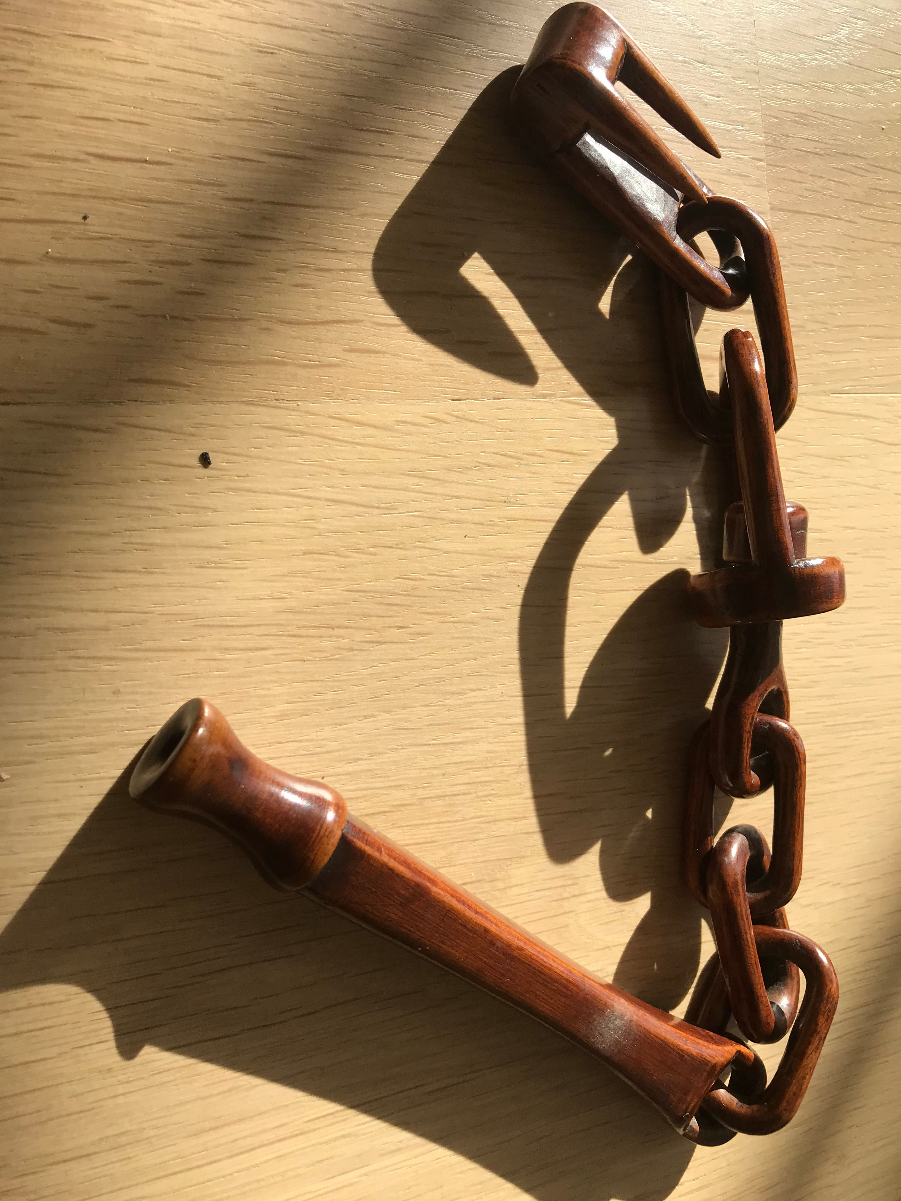 Antique Treen Knitting Sheath - with chain