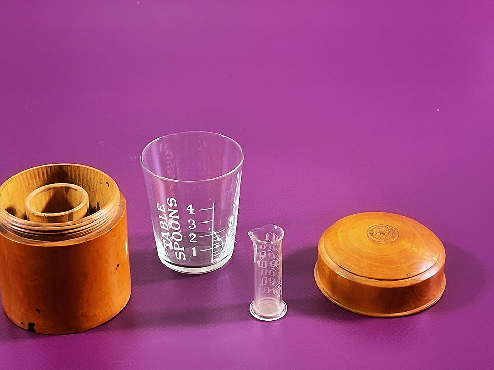 Thumbnail: Antique Boxwood case - Unusual having two glass measures