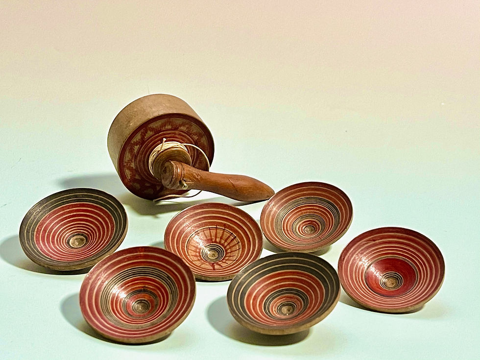 Antique Treen Parachute Spinning Top
