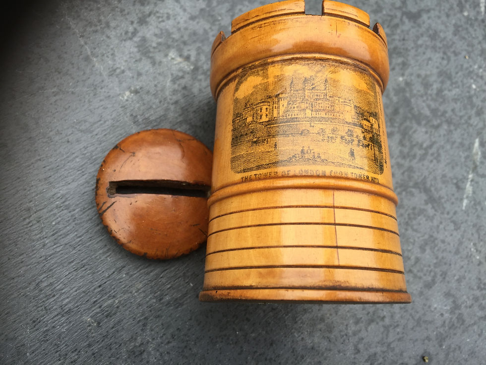 Thumbnail: Antique Treen Castle Money Box- Tower of London
