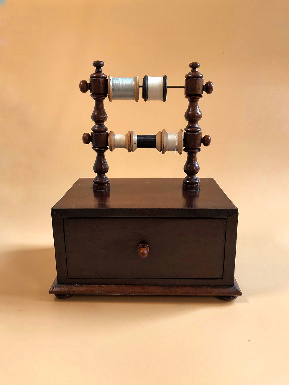 Thumbnail: Antique Sewing Bos & Reel Stand