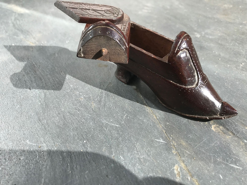 Thumbnail: Antique Treen Snuff Shoe - Puzzle