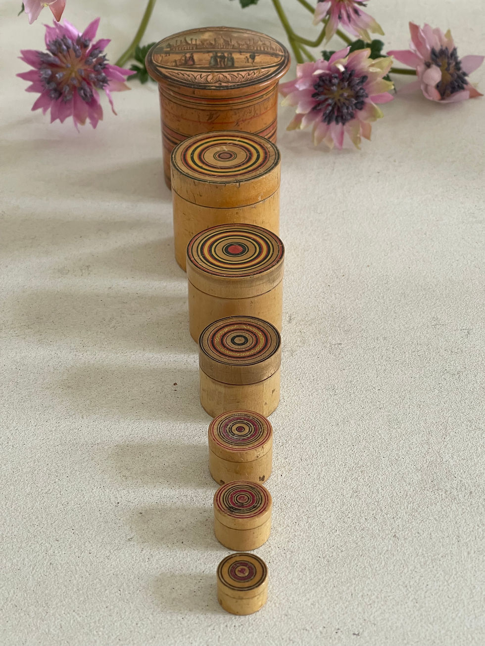 Thumbnail: A Set Of Georgian Tunbridge Ware Stacking Pots