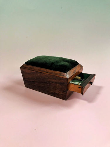 Antique Pin Cushion Box - still retaining the lead weight ...