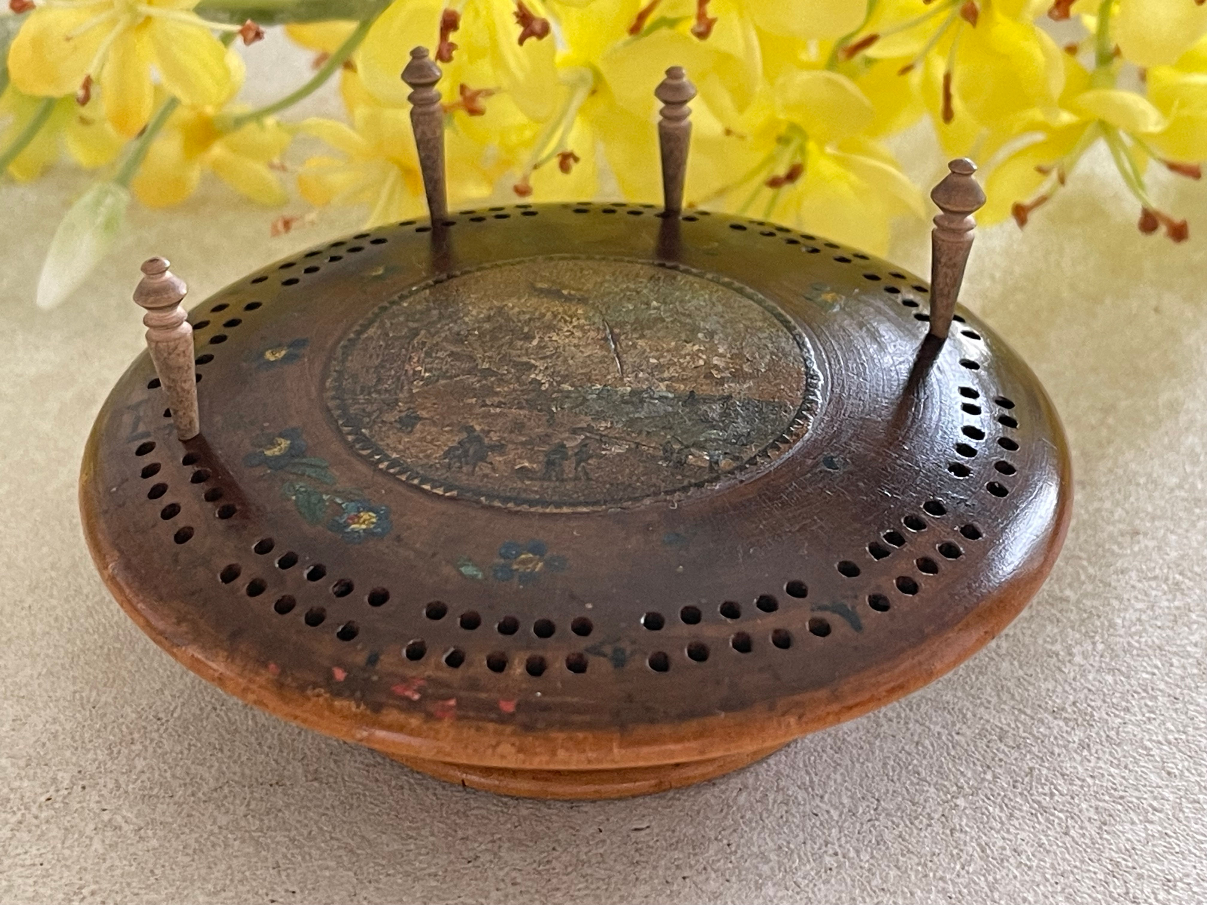 antique Tunbridge Ware cribbage board for sale opus antiques