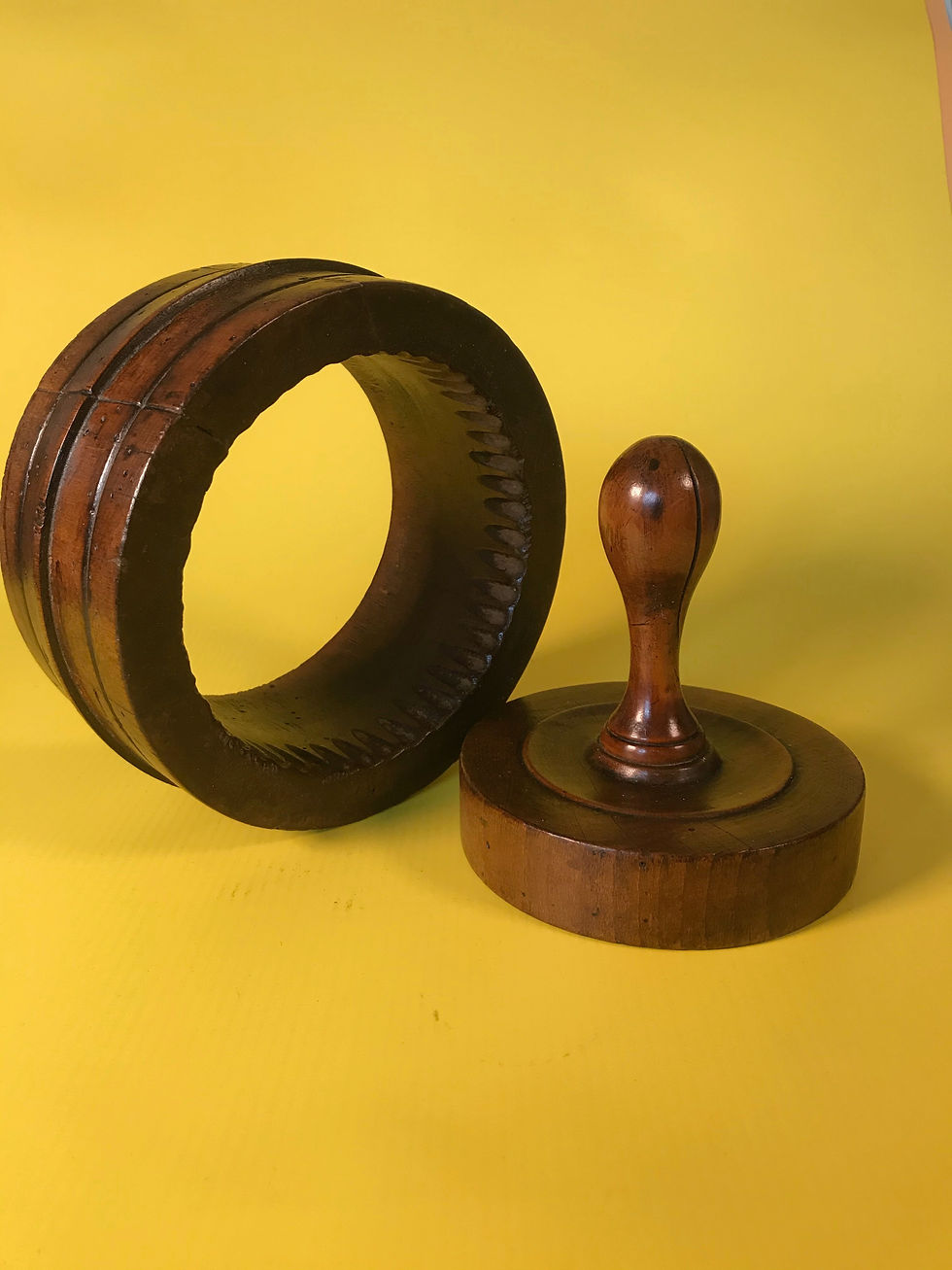 Thumbnail: An Unusual Antique Treen TwoPiece Butter Mould