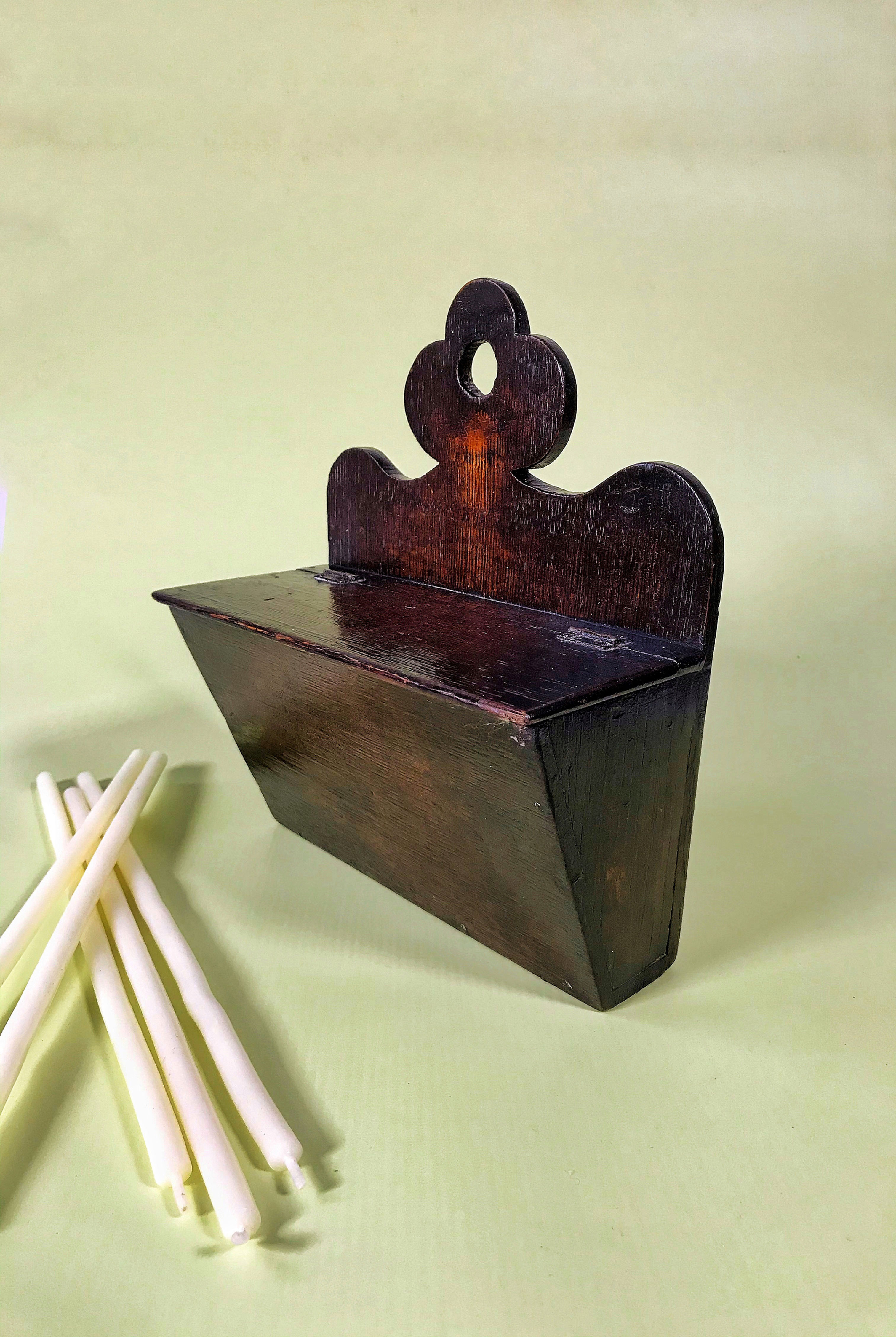 Antique Oak Candle Box - Unusual shape