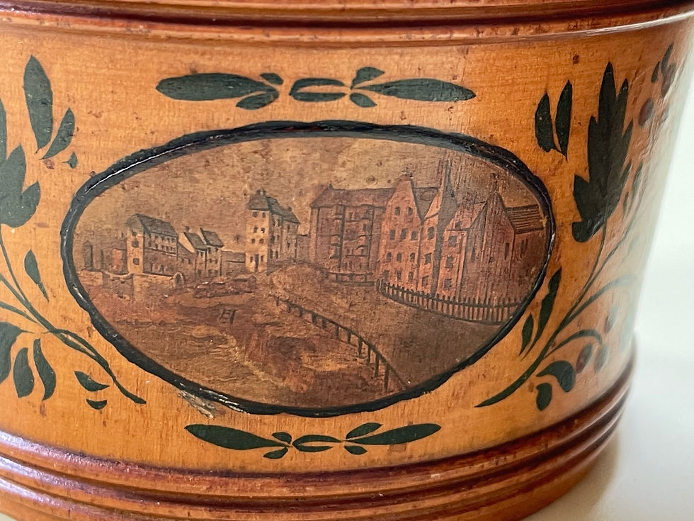 Thumbnail: Antique Tunbridge Ware Circular Sewing  Box