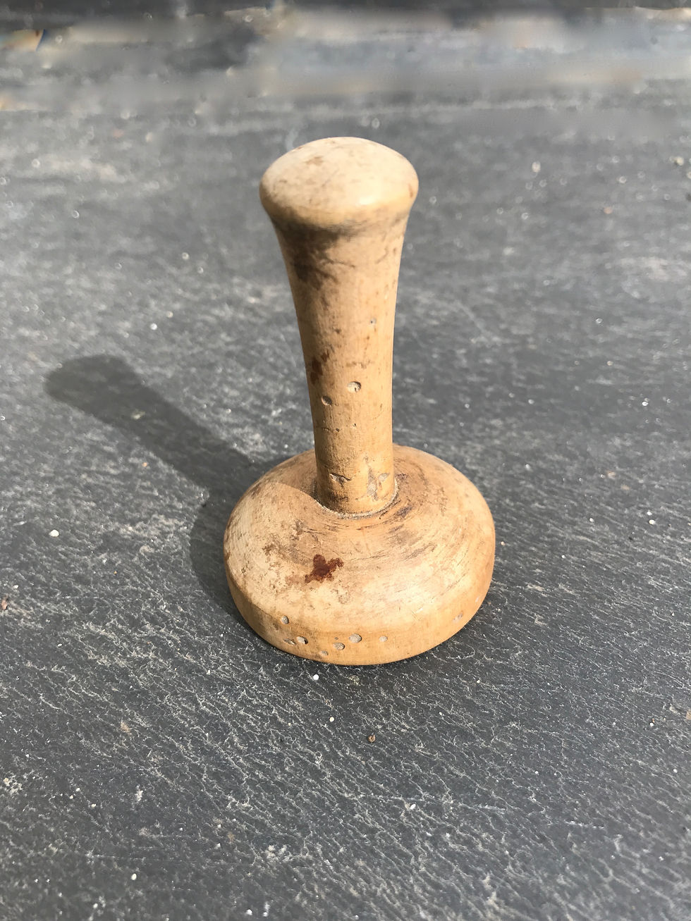 Thumbnail: Antique Treen Butter Stamp - carved flower and leaves