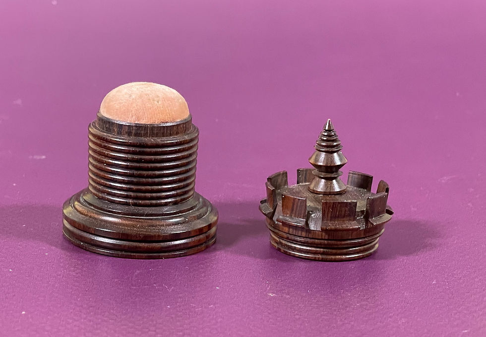 Thumbnail: antique treen castle sewing companion for sale opus antiques uk